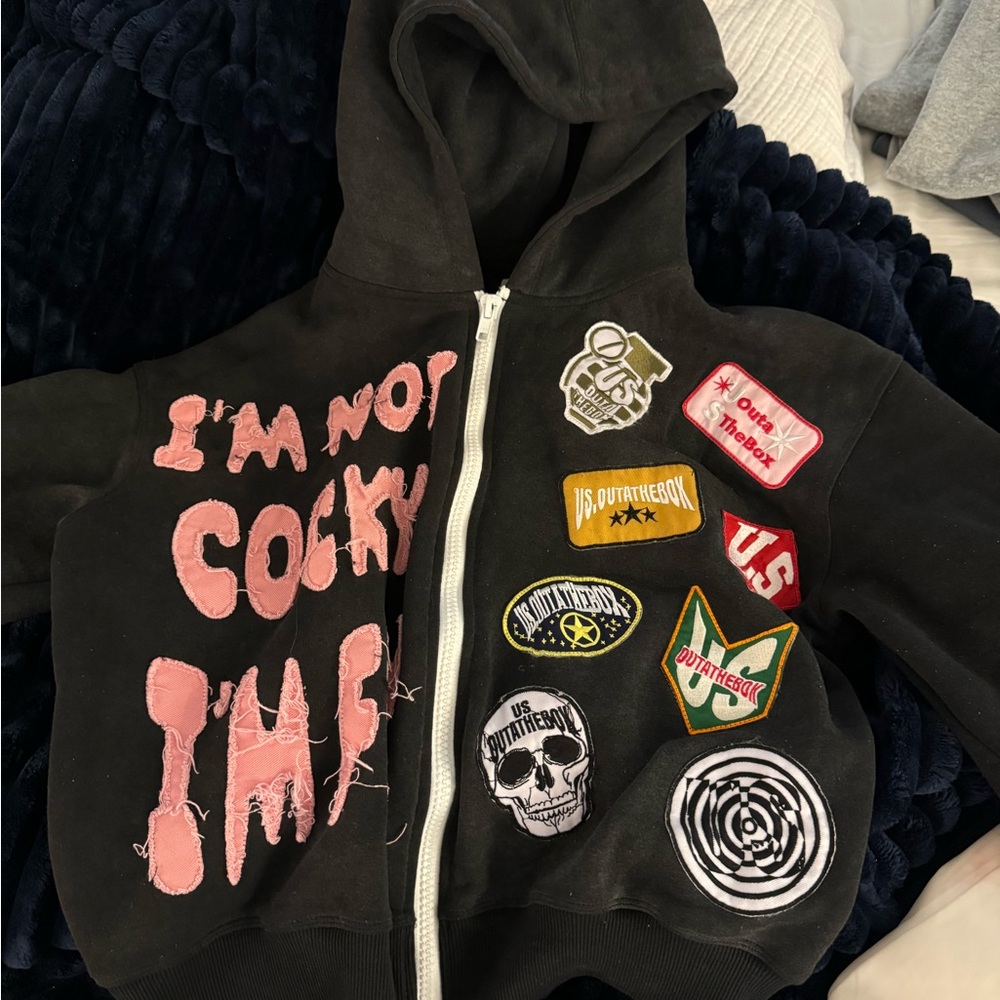 Men’s Black Hoodie with Patches